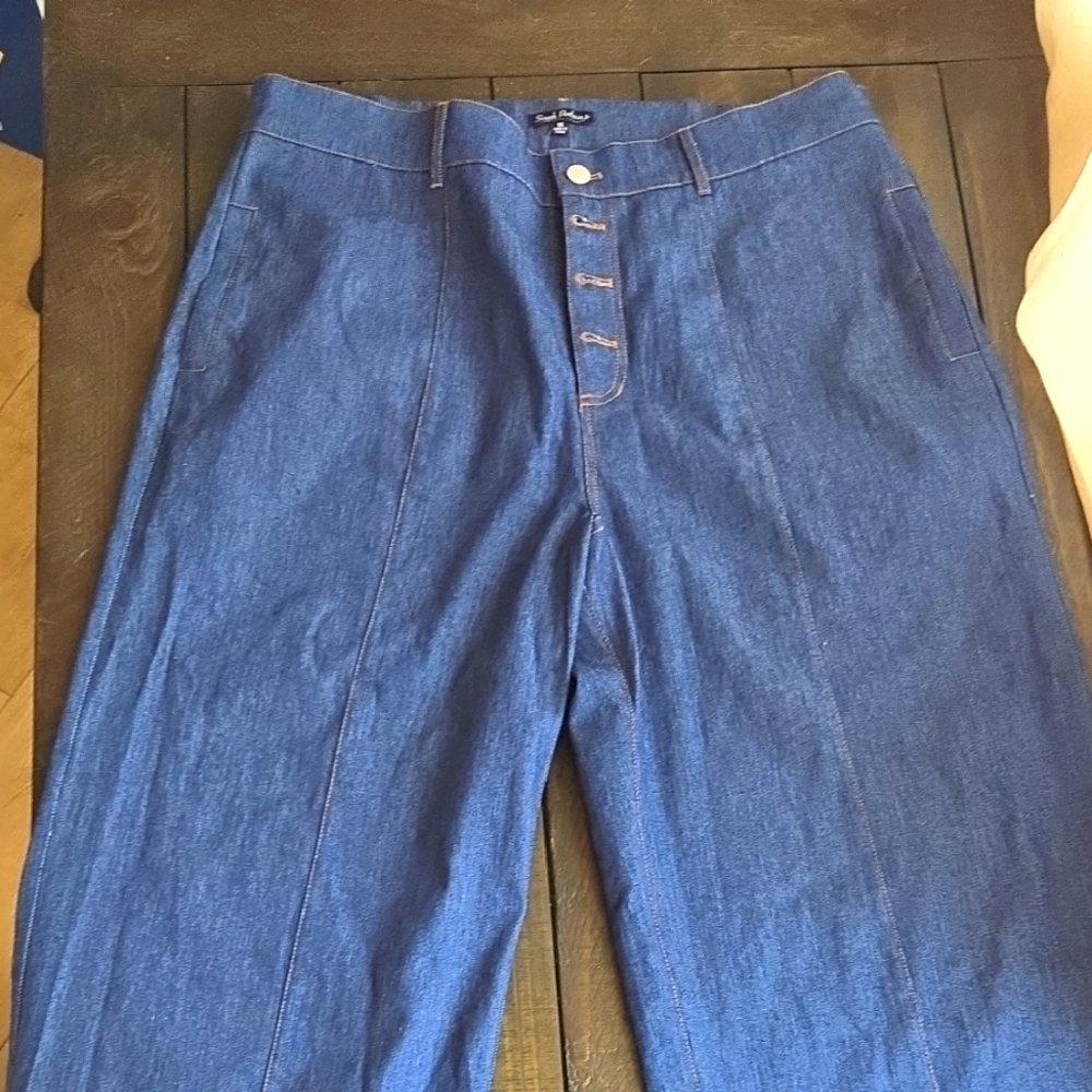 Blue Denim Wide-Leg Pants